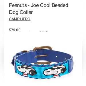PEANUTS SNOOPY Beaded Leather Dog Collar Camp Hero Brand